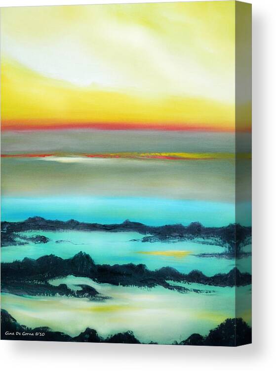 Sunset Canvas Print featuring the painting Lava Rock Sunset 2 by Gina De Gorna