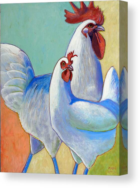 Chickens Canvas Print featuring the painting Les Grandes Bresses by Ande Hall