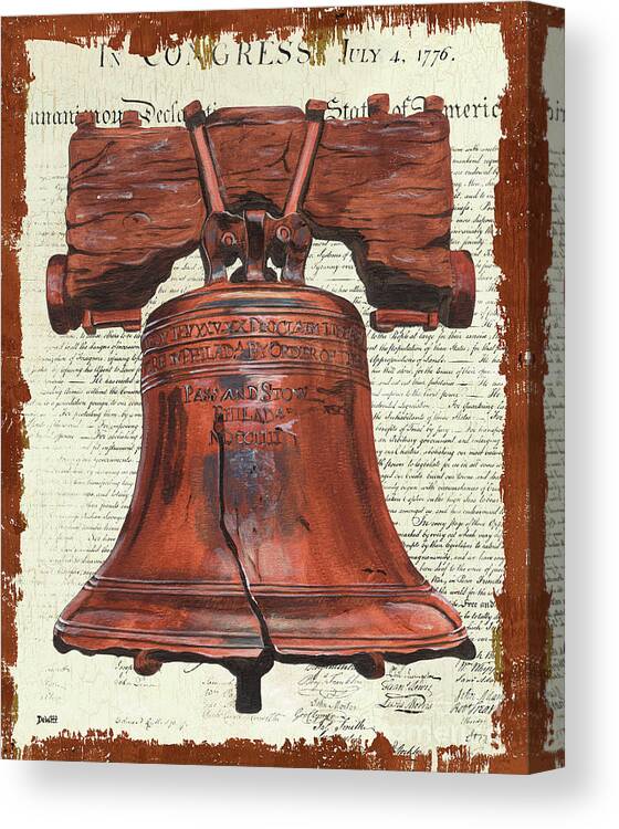 Bell Canvas Print featuring the painting Life and Liberty by Debbie DeWitt