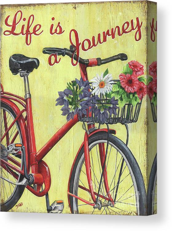 Bike Canvas Print featuring the painting Life Is A Journey by Debbie DeWitt