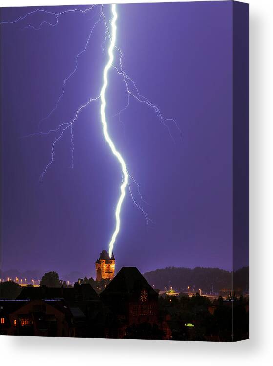 Lightning Canvas Print featuring the photograph Lightning Strike by Marc Braner
