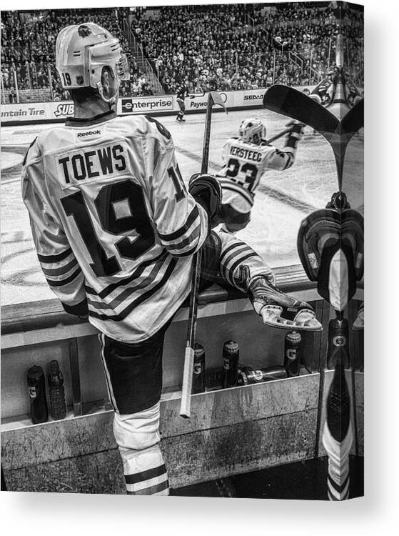 Hockey Canvas Print featuring the photograph Line Change by Tom Gort