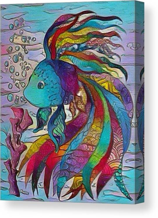 Fish Canvas Print featuring the digital art Little fish 3 by Megan Walsh