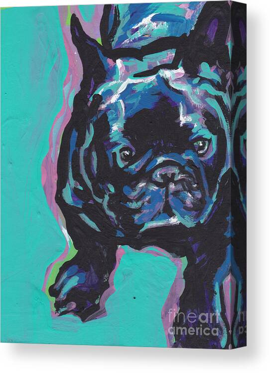 Frenchie Canvas Print featuring the painting Little French Bully by Lea S