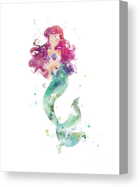Ariel Canvas Print featuring the mixed media Little Mermaid by Monn Print