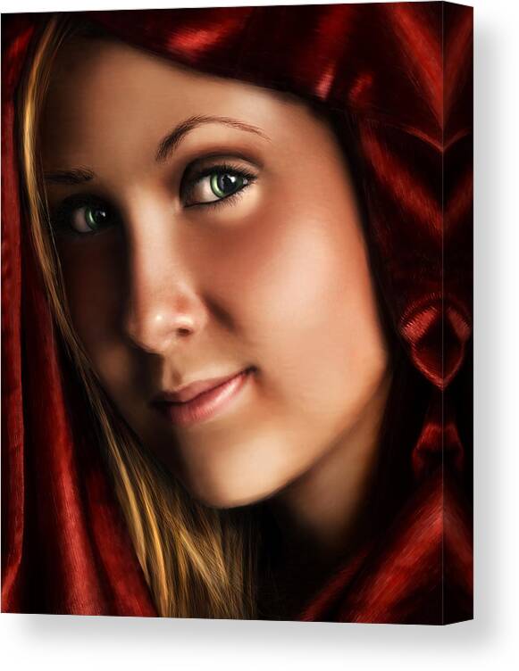 Digital Painting Canvas Print featuring the digital art Little Red Riding Hood by Laurie Hasan