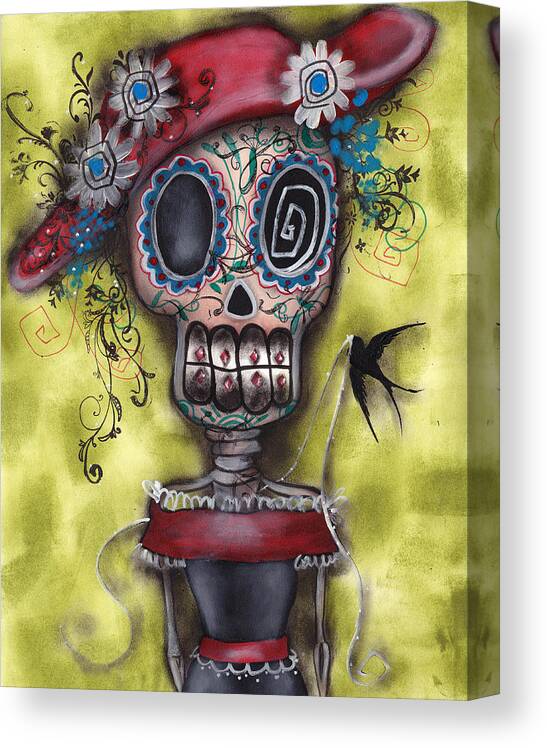Day Of The Dead Paintings Canvas Print featuring the painting Looking for Love by Abril Andrade
