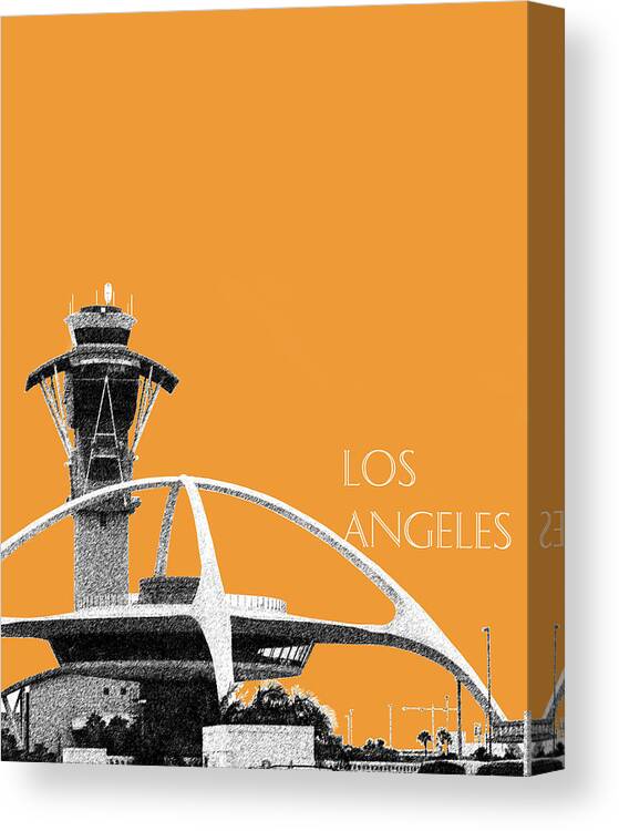 Architecture Canvas Print featuring the digital art Los Angeles Skyline LAX Spider - Orange by DB Artist