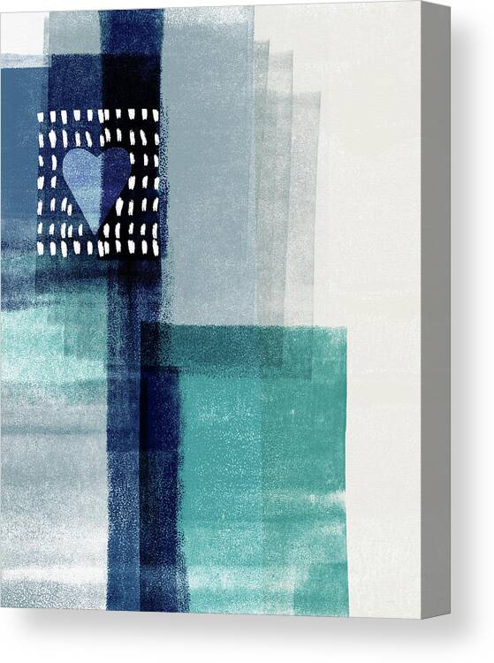 Minimal Canvas Print featuring the mixed media Love In Shades Of Blue- Abstract Art by Linda Woods by Linda Woods