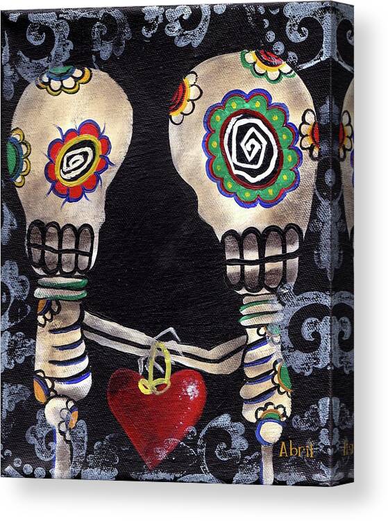 Day Of The Dead Canvas Print featuring the painting Lovers by Abril Andrade