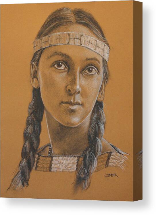 Portrait Canvas Print featuring the drawing Lucille Dakota by Todd Cooper