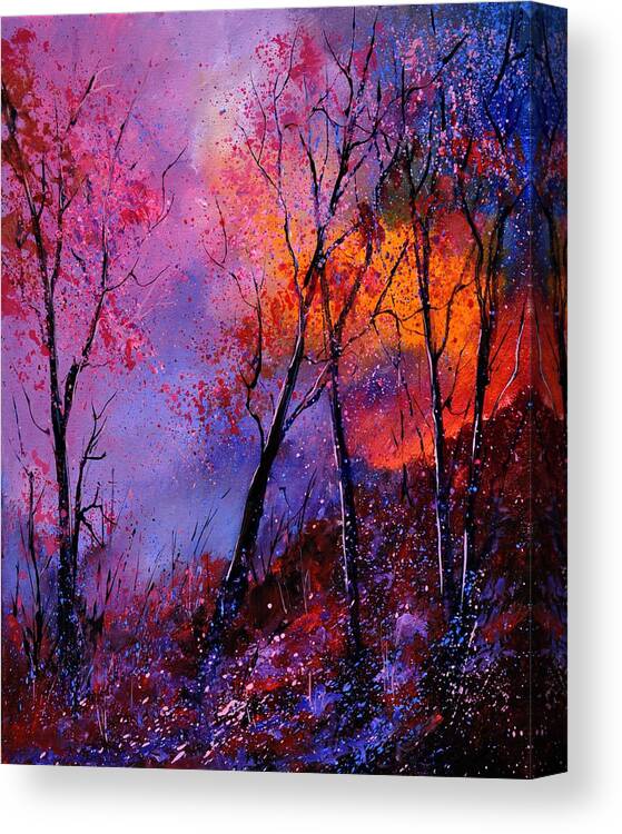 Landscape Canvas Print featuring the painting Magic trees by Pol Ledent
