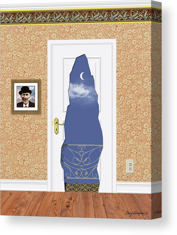 Vector Canvas Print featuring the painting Magritte Balcony by Gary Grayson