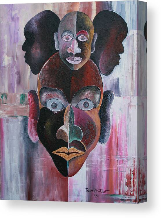 Male Mask Canvas Print featuring the painting Male Mask by Obi-Tabot Tabe