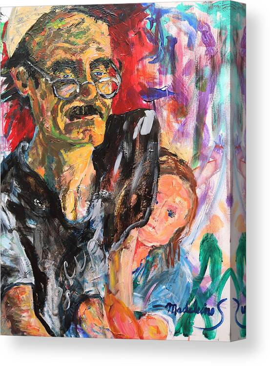 Portrait Canvas Print featuring the painting Man and child by Madeleine Shulman
