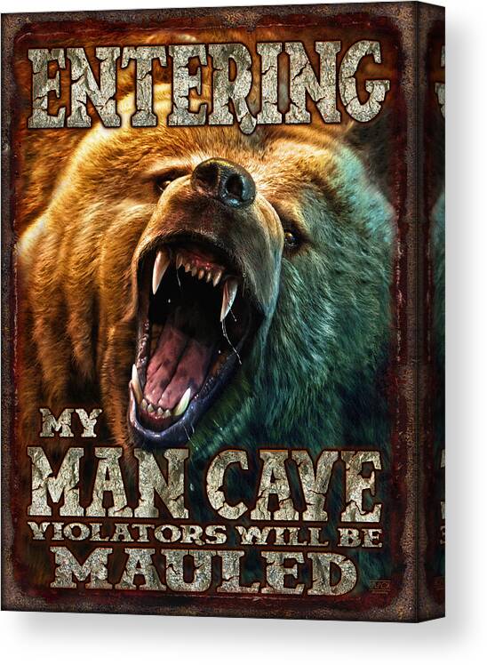 Man Cave Canvas Print featuring the painting Man Cave by JQ Licensing