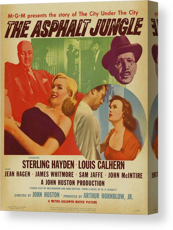  The Canvas Print featuring the painting Marilyn Monroe in THE ASPHALT JUNGLE Movie Poster by Vintage Collectables
