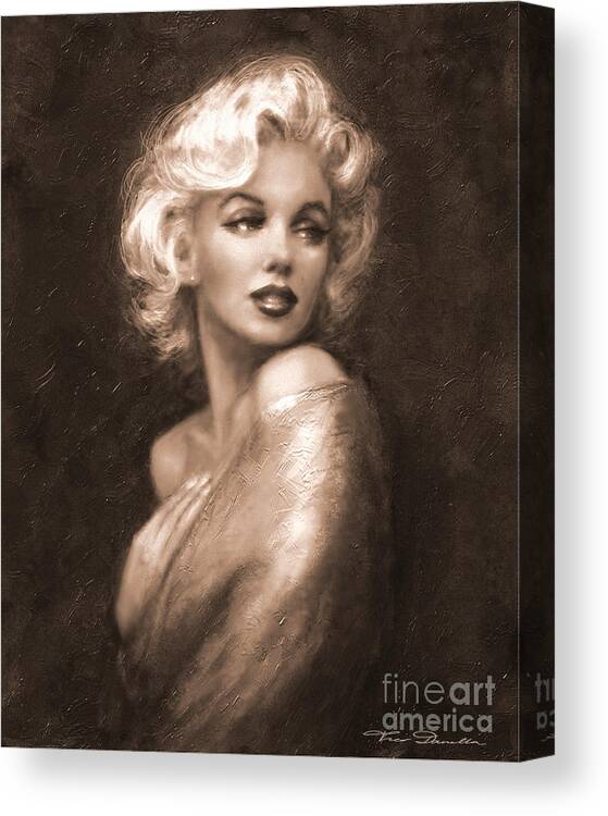 Marilyn Canvas Print featuring the painting Marilyn WW Sepia by Theo Danella