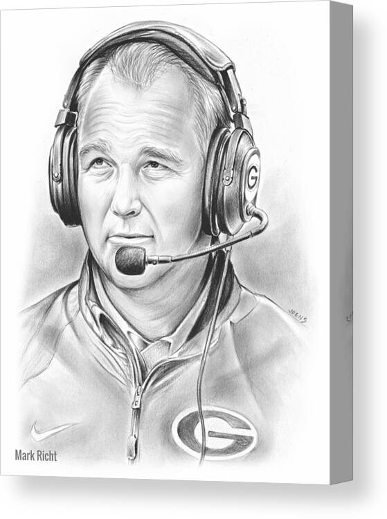 Football Canvas Print featuring the drawing Mark Richt by Greg Joens