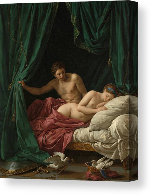 French Artist Canvas Print featuring the painting Mars and Venus by Louis-Jean-Francois Lagrenee