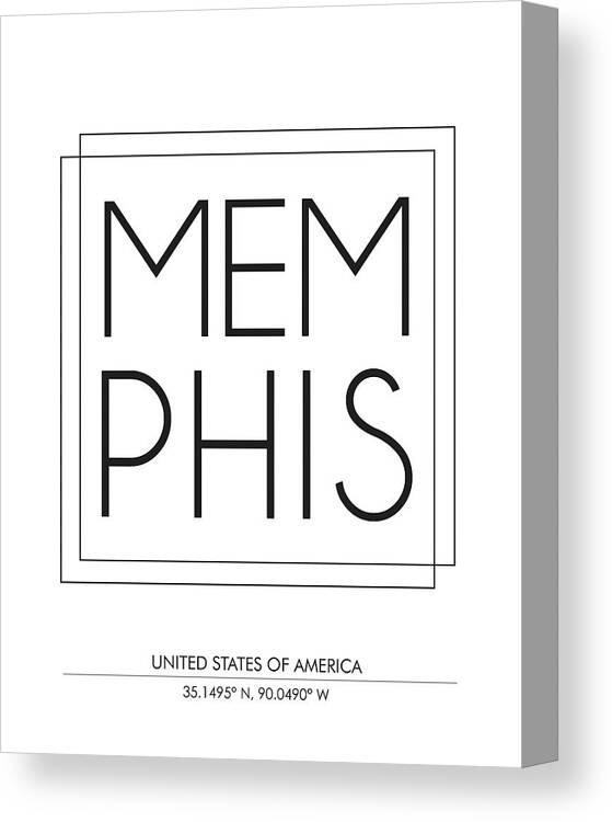 Memphis Canvas Print featuring the mixed media Memphis, United States Of America - City Name Typography - Minimalist City Posters #1 by Studio Grafiikka