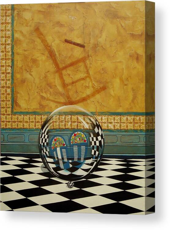 Spheres Canvas Print featuring the painting Mesiendonos Eternamente -Diptych left side- by Roger Calle