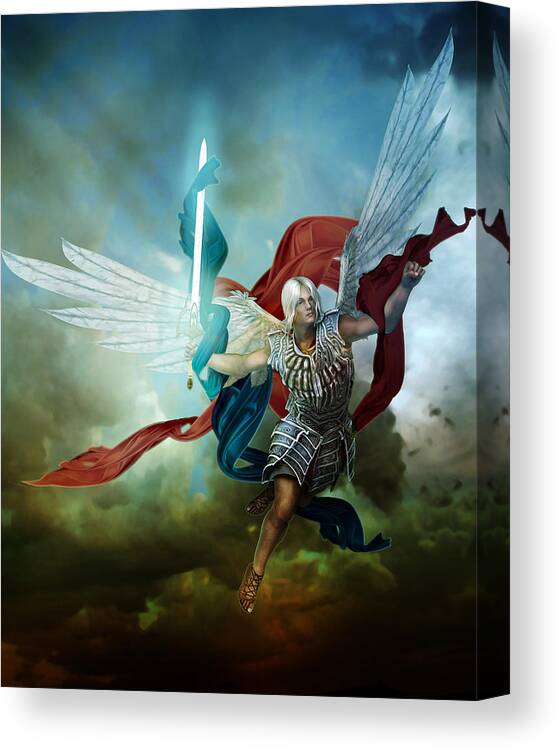 Arch Angel Canvas Print featuring the digital art Michael by Karen Howarth
