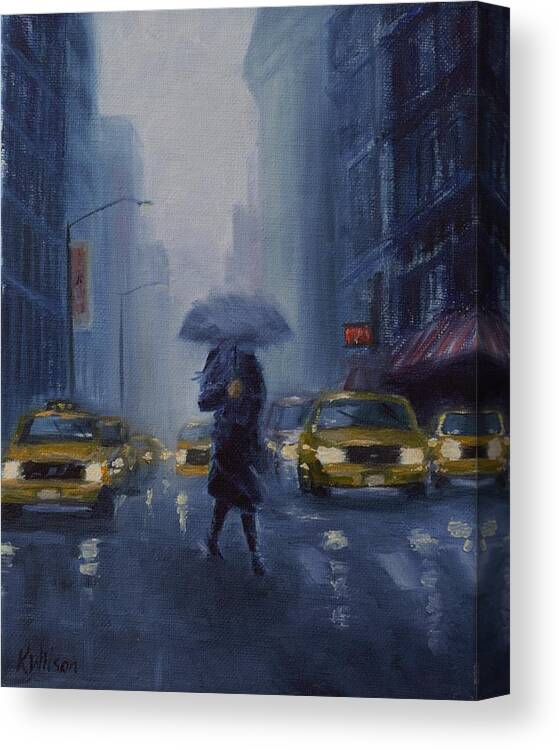 City Canvas Print featuring the painting Midtown Blue by Ken Wilson