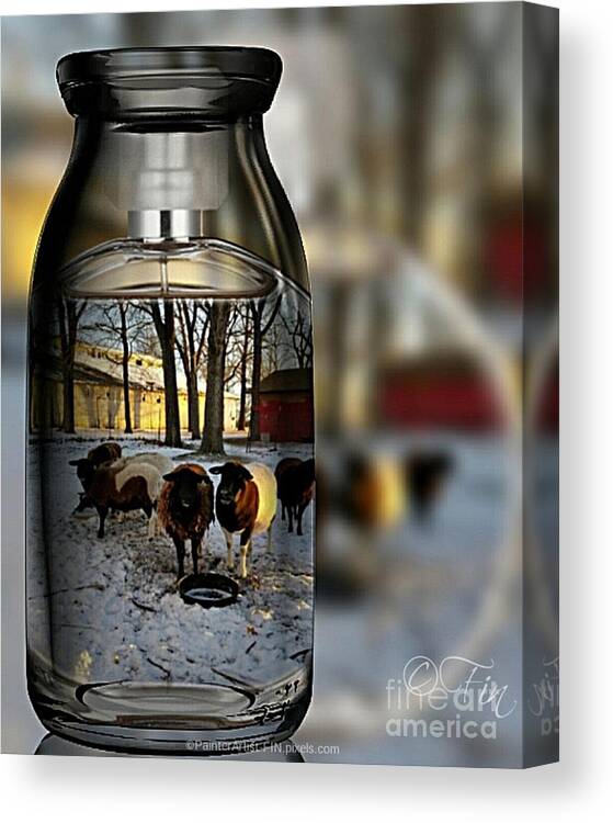 Milk Jar Canvas Print featuring the painting Milk Jar Reflecton by PainterArtist FIN