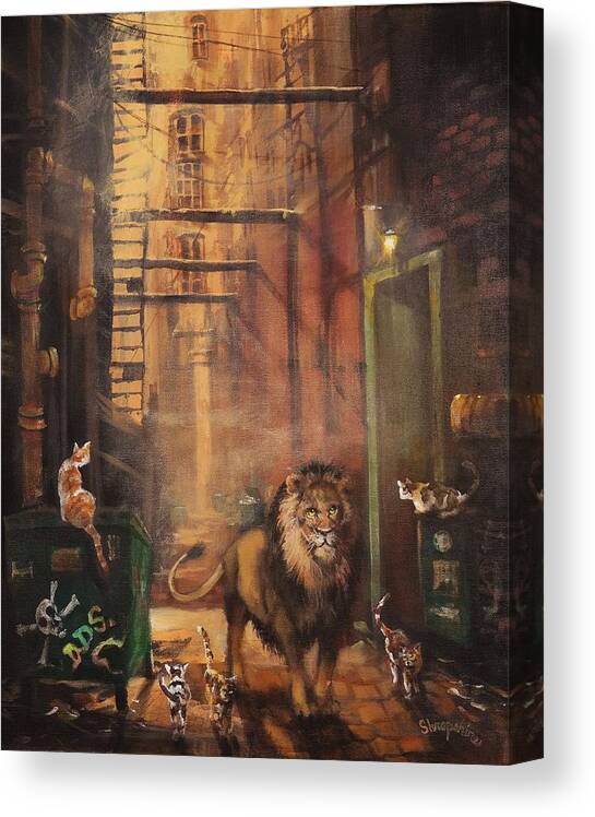 Milwaukee Lion Canvas Print featuring the painting Milwaukee Lion by Tom Shropshire