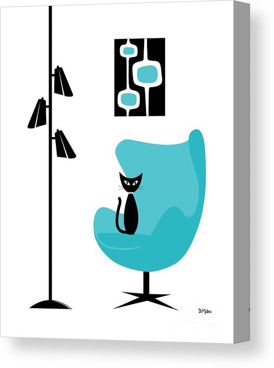 Cat Canvas Print featuring the digital art Mini Mod Pods on White with Cat by Donna Mibus