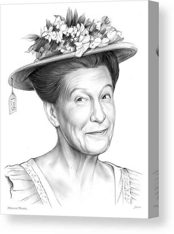 Minnie Pearl Canvas Print featuring the drawing Minnie Pearl by Greg Joens