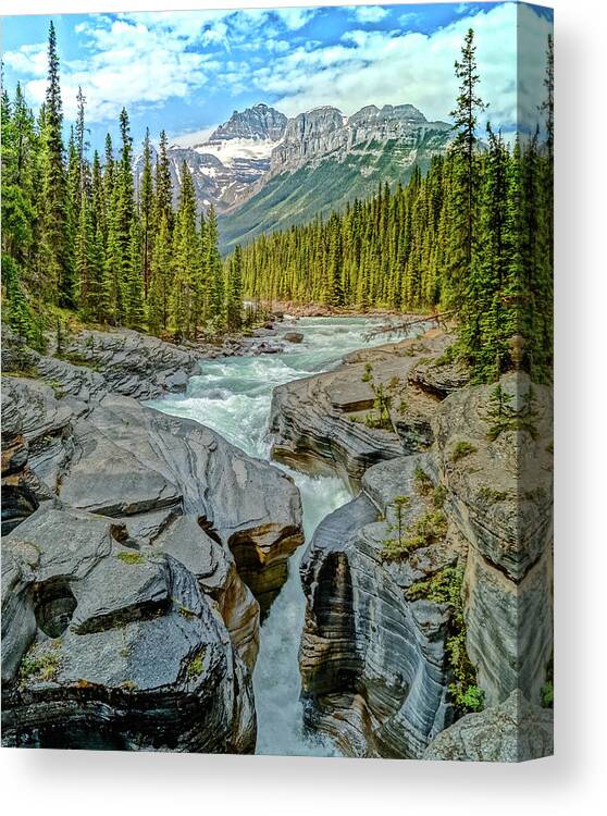 Alberta Canvas Print featuring the photograph Mistaya Canyon P/D by Joe Kopp