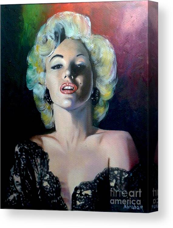 M Monroe Canvas Print featuring the painting M.Monroe 3 by Jose Manuel Abraham