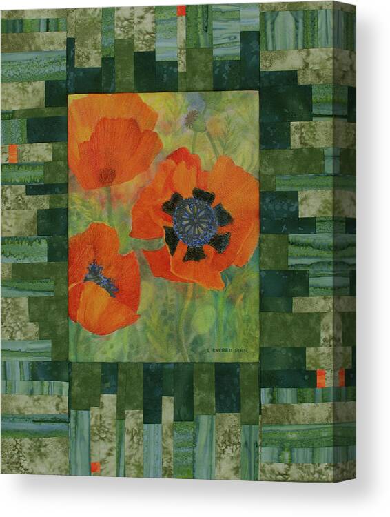 Poppies Canvas Print featuring the mixed media Mom's Poppies by Lauren Everett Finn
