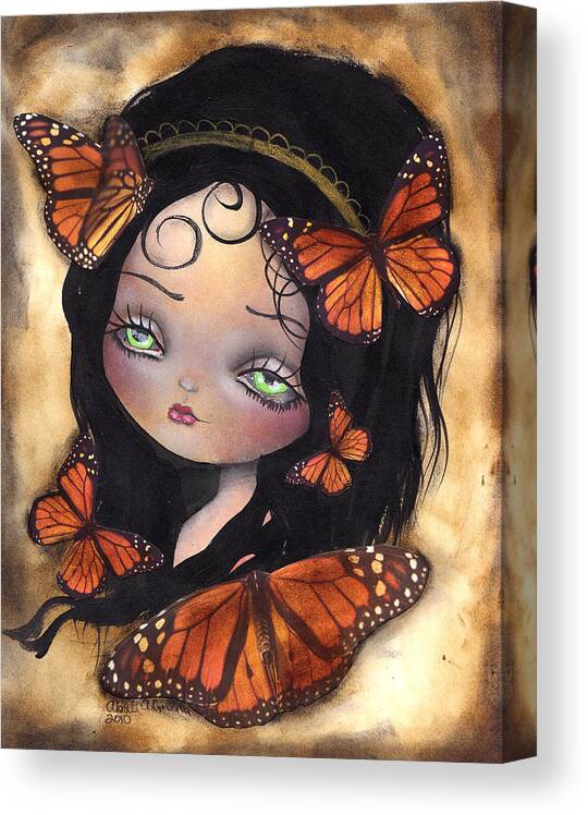 Butterflies Canvas Print featuring the painting Monarca by Abril Andrade