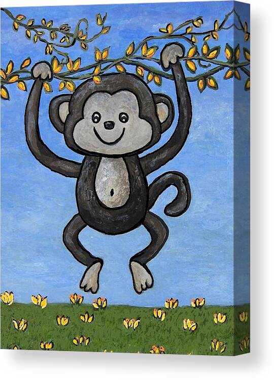 Monkey Canvas Print featuring the painting Monkey for Elli by Suzanne Theis