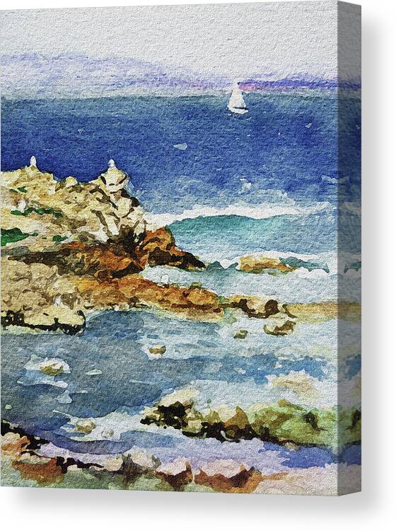 Ocean Canvas Print featuring the painting Monterey by Irina Sztukowski