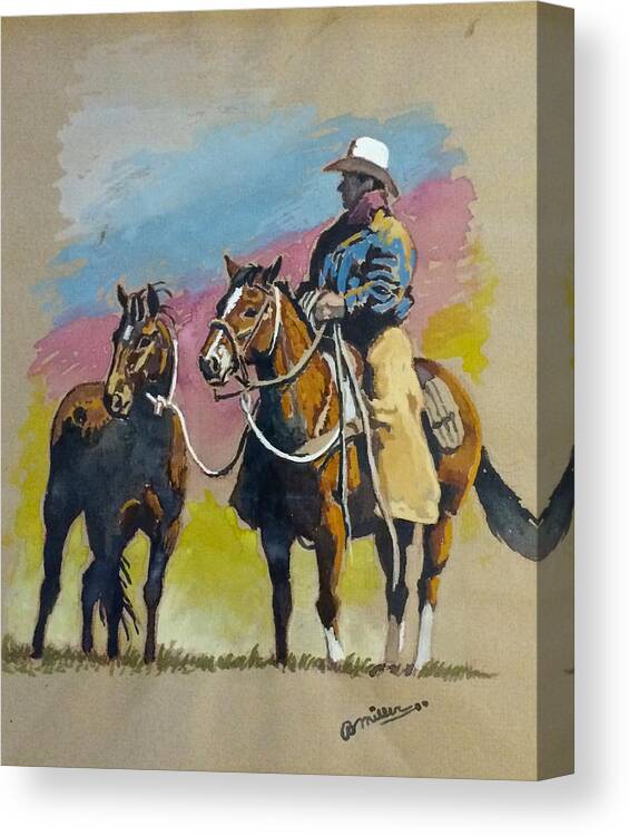 Art Canvas Print featuring the painting Monty Roberts by Bern Miller