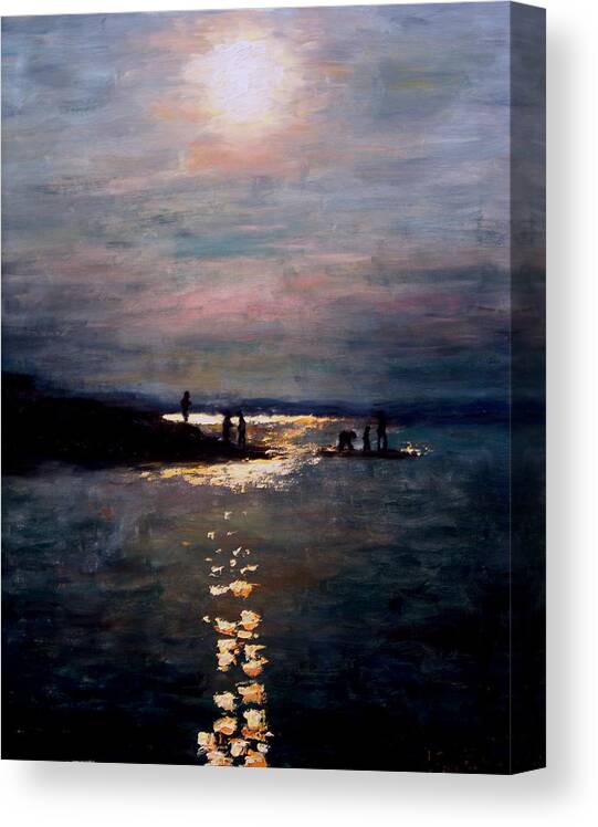 Sunset Canvas Print featuring the painting Moonlight by Ashlee Trcka