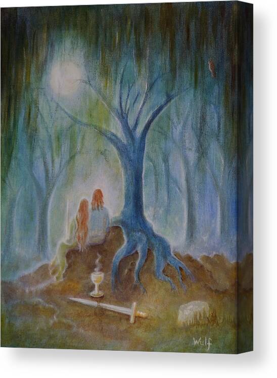 Moonlight Canvas Print featuring the painting Moonlight Hallows by Bernadette Wulf