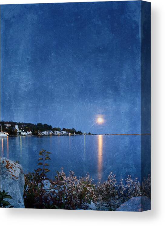 Mackinac Island Canvas Print featuring the photograph Moonlight on Mackinac Island Michigan by Jill Battaglia