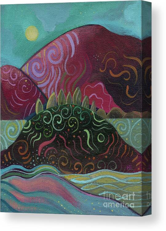 Abstract Landscape Canvas Print featuring the painting Moonlit by Helena Tiainen