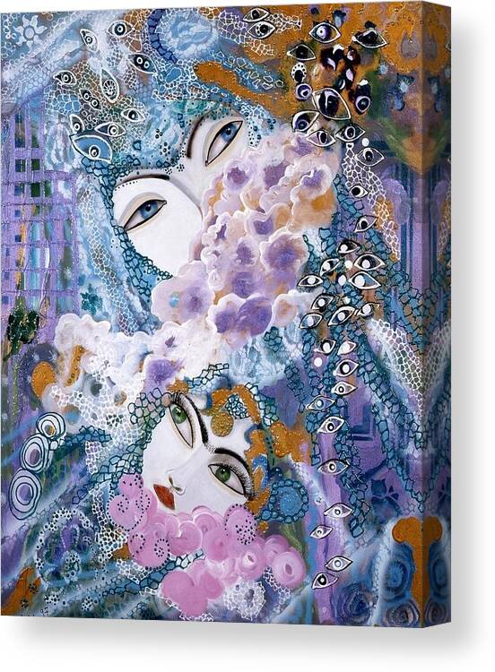 Mother Canvas Print featuring the painting Mother and daughter by Sima Amid Wewetzer