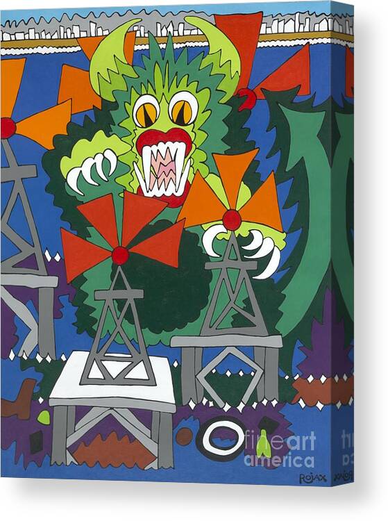 Sea Monster Canvas Print featuring the painting Mother Nature's Helper by Rojax Art