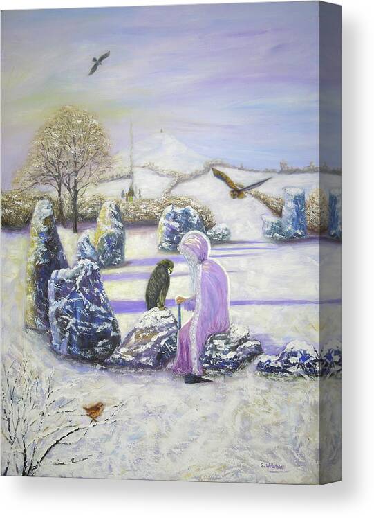 Fine Art Canvas Print featuring the painting Mother of Air Goddess Danu - Winter Solstice by Shirley Wellstead