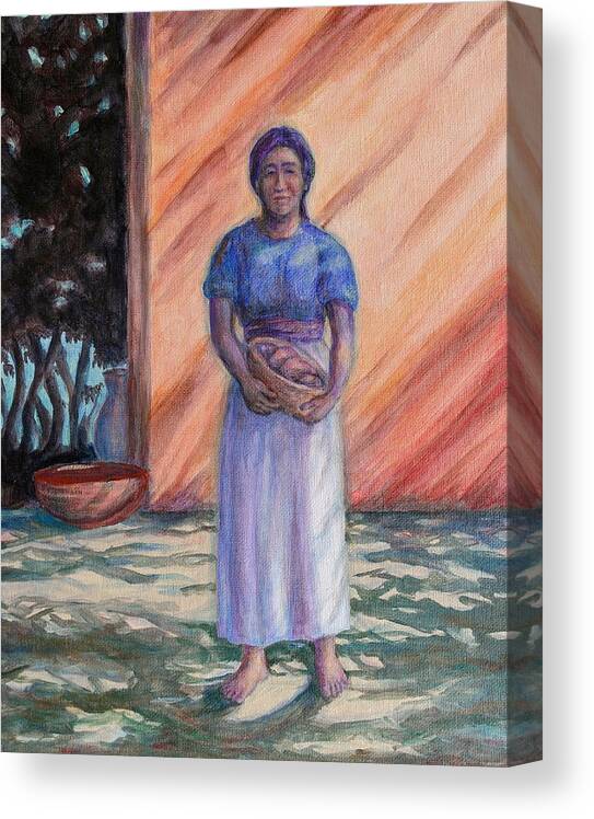 Acrylic Canvas Print featuring the painting Mujer en las Sombras - Woman in the Shadows by Michele Myers