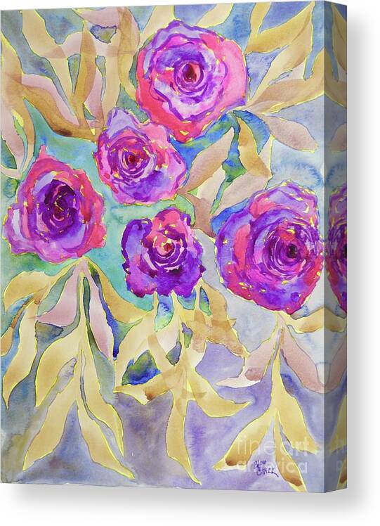 Barrieloustark Canvas Print featuring the painting Multi Hued Roses by Barrie Stark
