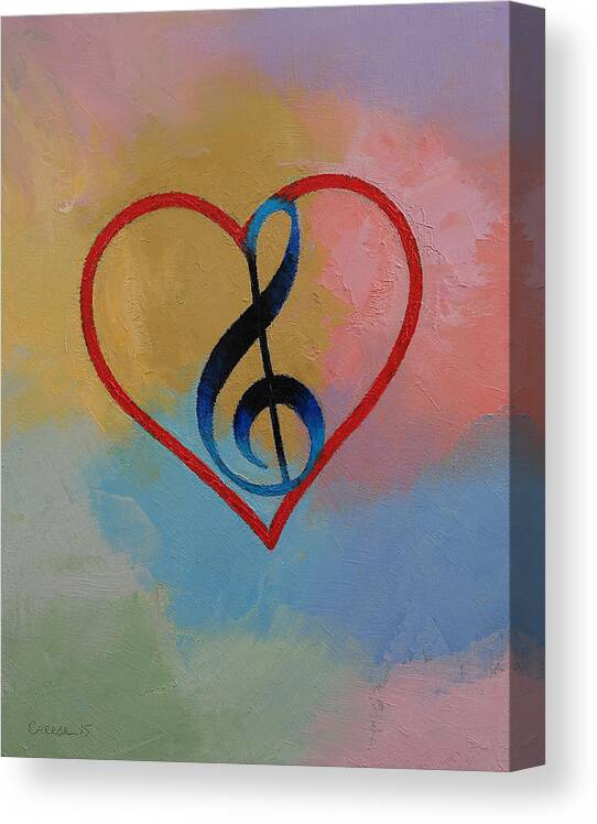 Clef Canvas Print featuring the painting Music Note by Michael Creese