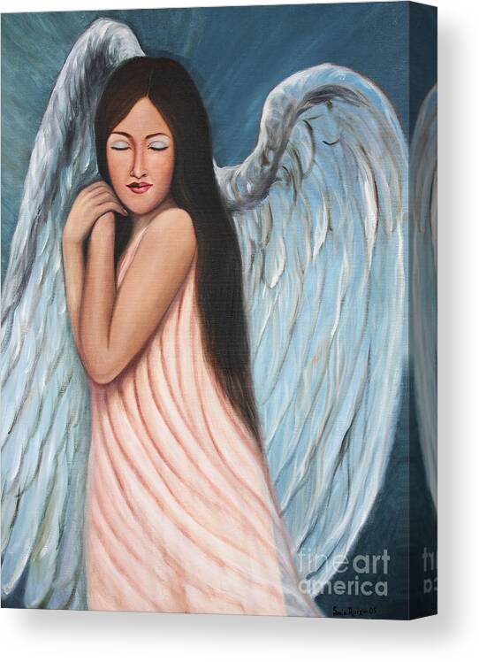 Mexican Art Canvas Print featuring the painting My Angel in Blue by Sonia Flores Ruiz